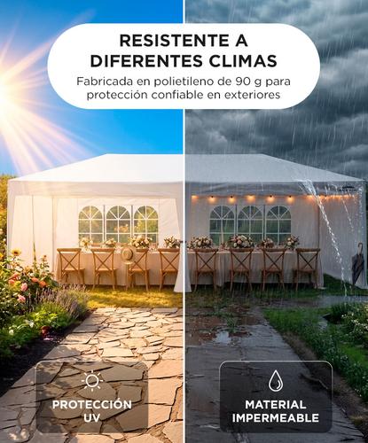 Gazebo 6 x 3 Metros South Port By Gadnic Plegable, Para Eventos, 4 Ventanas, 1 Pared, 1 Puerta, Lona PE Impermeable, Exterior  - 2