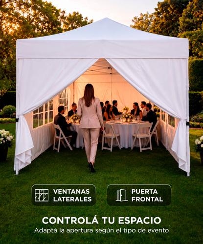 Gazebo 6 x 3 Metros South Port By Gadnic Plegable, Para Eventos, 4 Ventanas, 1 Pared, 1 Puerta, Lona PE Impermeable, Exterior  - 3