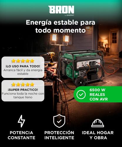 Generador Grupo Electrógeno a Nafta BRON by Gadnic 6500WPortátil Ruedas 220V Arranque Eléctrico  - 1