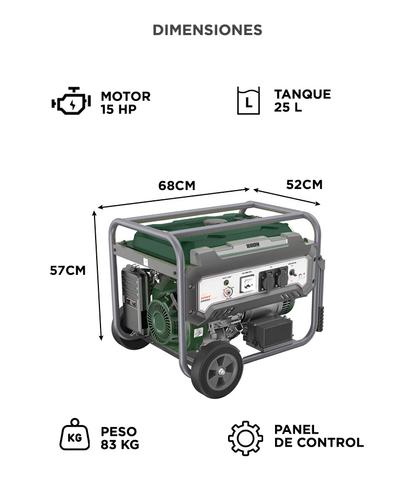 Generador Grupo Electrógeno a Nafta BRON by Gadnic 6500WPortátil Ruedas 220V Arranque Manual - 5