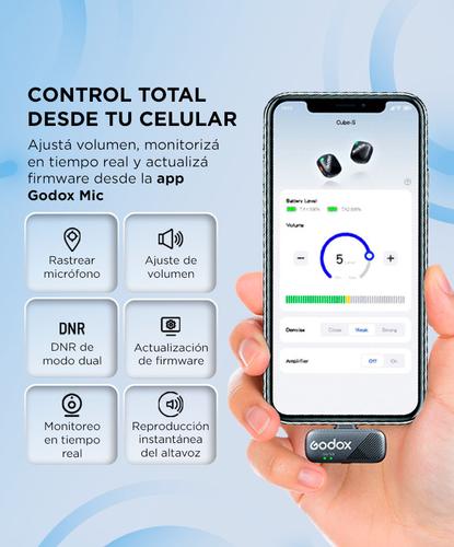 Micrófono Inalambrico Godox Cube SC Kit 1 USB C 300m 24 bits 30 horas  - 4