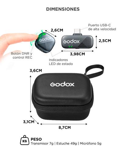 Micrófono Inalambrico Godox Cube SC Kit 1 USB C 300m 24 bits 30 horas  - 5