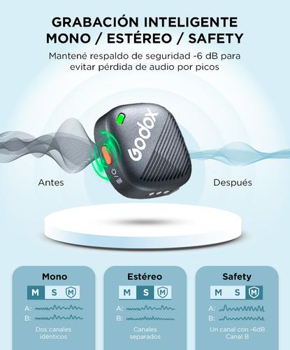 Micrófono Inalambrico Godox Cube C Combo Kit 1 24 bits 40 horas 115 dB 300 m  - 4