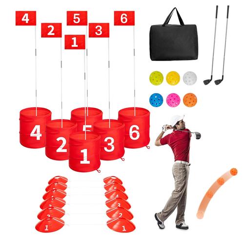 Juego Golf Gadnic 6 Hoyos Portatil Exterior Banderas Palos Bolas Set Completo - 0