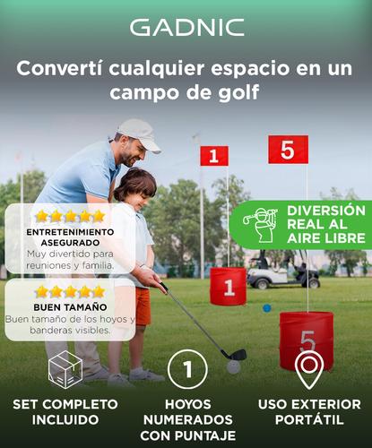 Juego Golf Gadnic 6 Hoyos Portatil Exterior Banderas Palos Bolas Set Completo - 1