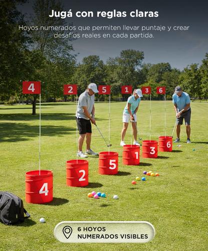 Juego Golf Gadnic 6 Hoyos Portatil Exterior Banderas Palos Bolas Set Completo - 2