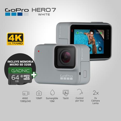 Cámara Gopro Hero 7 White + MicroSD GADNIC 64GB - 1