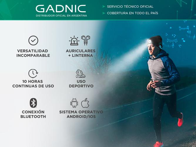 Gorro con Auriculares y Linterna Gadnic GBR2 Inalámbricos de Running - 1