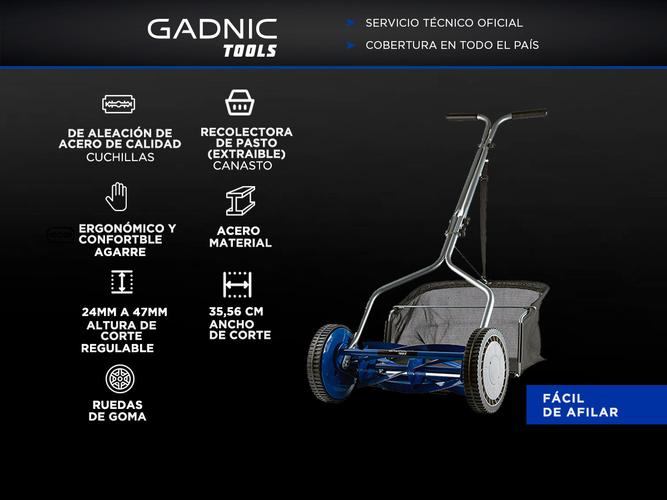 Cortadora de Cesped Gadnic H MOWER Helicoidal Manual  Deposito - 1