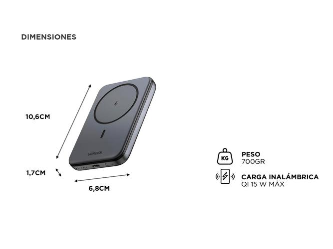 PowerBank Ugreen 10000mah 20w Inalámbrico Mini Magsafe - 3
