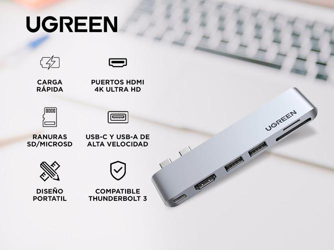 Hub Adaptador 6 en 2 Ugreen Doble Usb-c a  HDMI2USB 30 ATFSDUSB-C  - 1