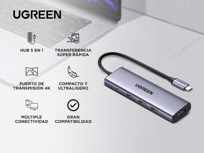 Hub Adaptador Ugreen 5 en 1 4K HDMI USB C a USB - 1