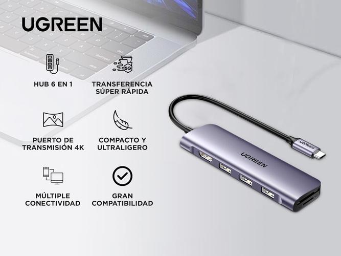Hub Adaptador Ugreen 6 en 1 4K HDMI USB C a USB - 1