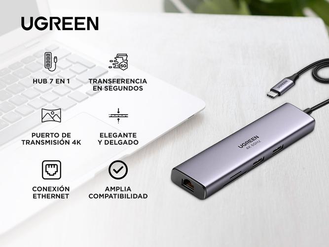Adaptador Ugreen 7 en 1 4K HDMI USB C Hub - 1