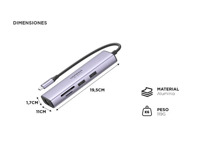 Adaptador Ugreen 7 en 1 4K HDMI USB C Hub - 3