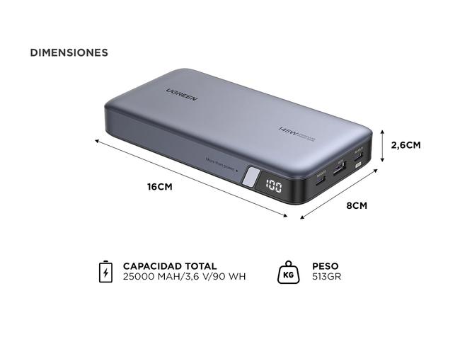 Power Bank Cargador Portatil Ugreen 25000mah Celular Notebook - 3