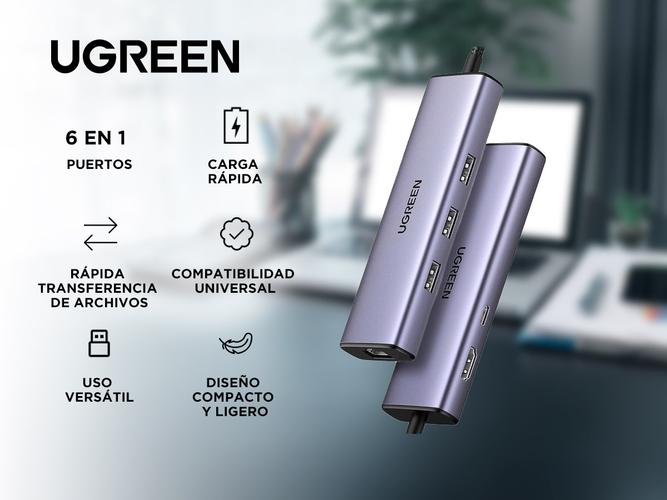 Hub Multipuerto 6 en 1 Ugreen USB-C Ethernet - 1