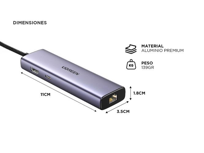 Hub Multipuerto 6 en 1 Ugreen USB-C Ethernet - 4