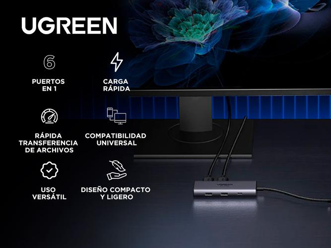Hub Multipuerto 6 en 1 Ugreen USB-C - 1