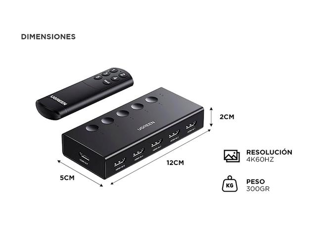 Switch HDMI Ugreen 5 Puertos Con Control Remoto  - 4