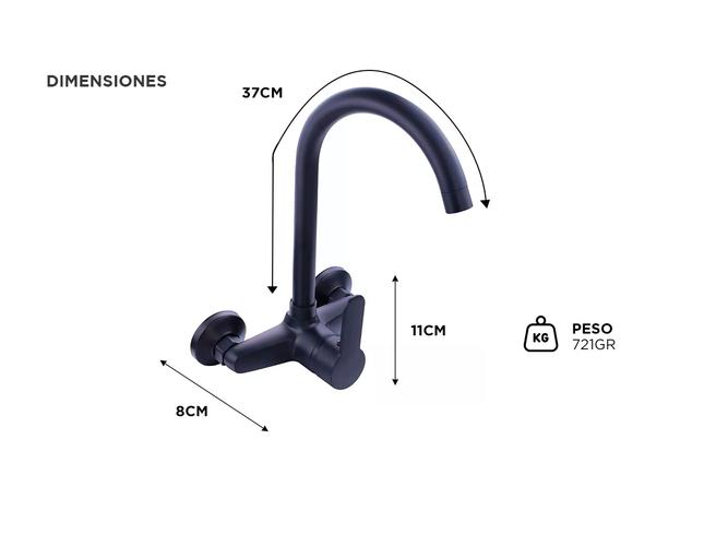 Griferia Monocomando Rieti By Gadnic De Pared Baño y Cocina - 3