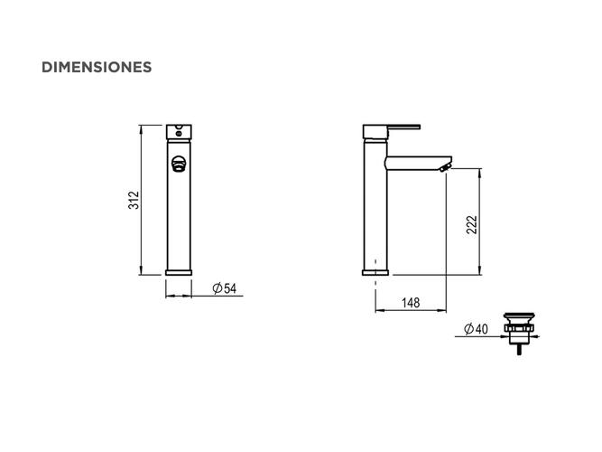 Grifería Hidromet Storm Lavatorio Alto Monocomando Para Baño Cromo - 5