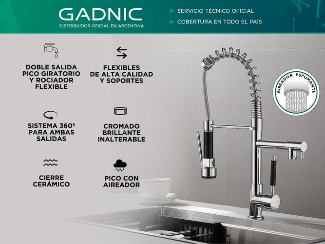 Griferia Canilla Gadnic Cocina Gourmet Doble Función 55 Cm Premium - 1