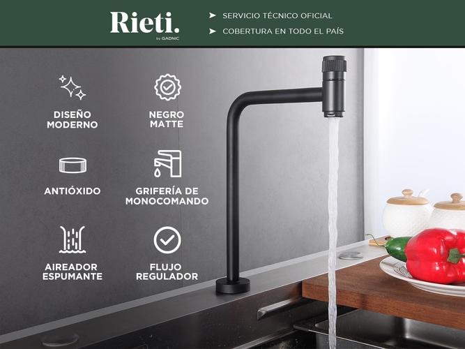 Griferia Para Baño Rieti Cuadrada Negro Matte - 1
