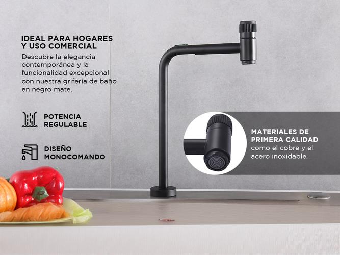 Griferia Para Baño Rieti Cuadrada Negro Matte - 2
