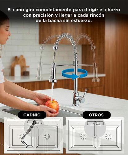 Griferia Extensible Para Cocina Gadnic Canilla Monocomando - 3