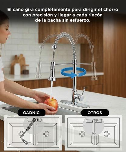 Griferia Extensible Para Cocina Gadnic Canilla Monocomando - 3