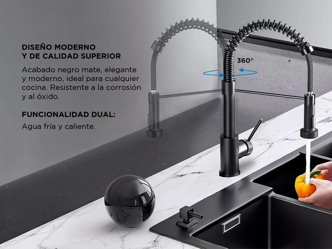 Griferia Extensible Para Cocina Gadnic Canilla Monocomando Flexible - 3