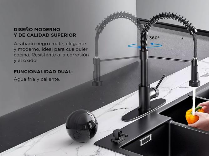 Griferia Extensible Para Cocina Gadnic Canilla Monocomando Flexible - 3