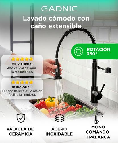 Griferia Extensible Para Cocina Gadnic Canilla Monocomando Flexible - 1