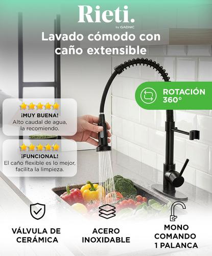 Griferia Extensible Para Cocina Gadnic Canilla Monocomando Flexible - 1