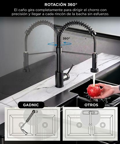 Griferia Extensible Para Cocina Gadnic Canilla Monocomando Flexible - 3