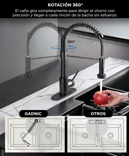 Griferia Extensible Para Cocina Gadnic Canilla Monocomando Flexible - 3