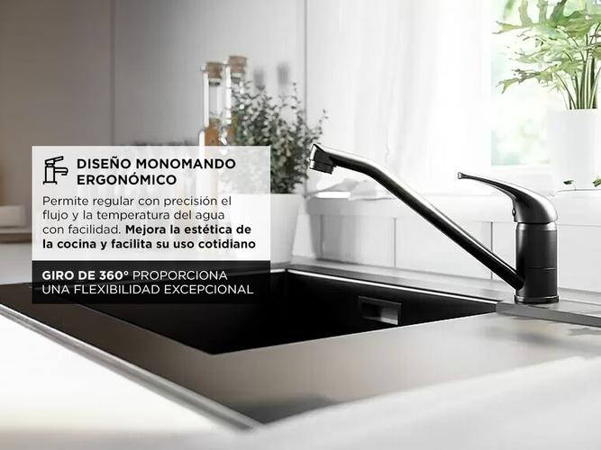 Grifería Canilla De Cocina Rieti Monocomando Negro Mate - 2