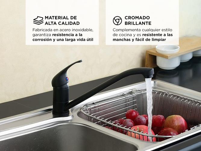 Grifería Canilla De Cocina Rieti Monocomando Negro Mate - 3