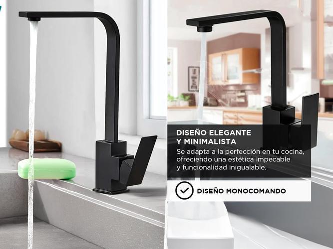Griferia Canilla Monocomando Rieti Gadnic Negro Mate - 2