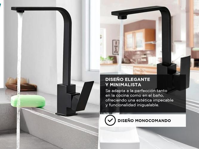 Griferia Canilla Monocomando Rieti Gadnic Negro Mate - 2