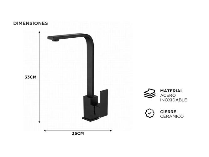 Griferia Canilla Monocomando Rieti Gadnic Negro Mate - 4