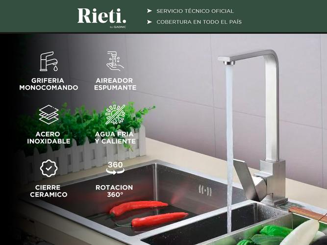 Canilla Monocomando Rieti Acero Inoxidable Para Cocina - 1