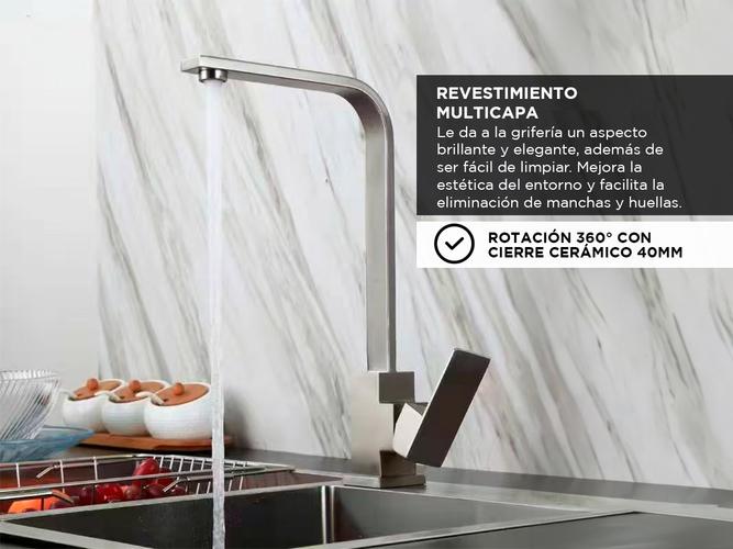 Canilla Monocomando Rieti Acero Inoxidable Para Cocina - 2