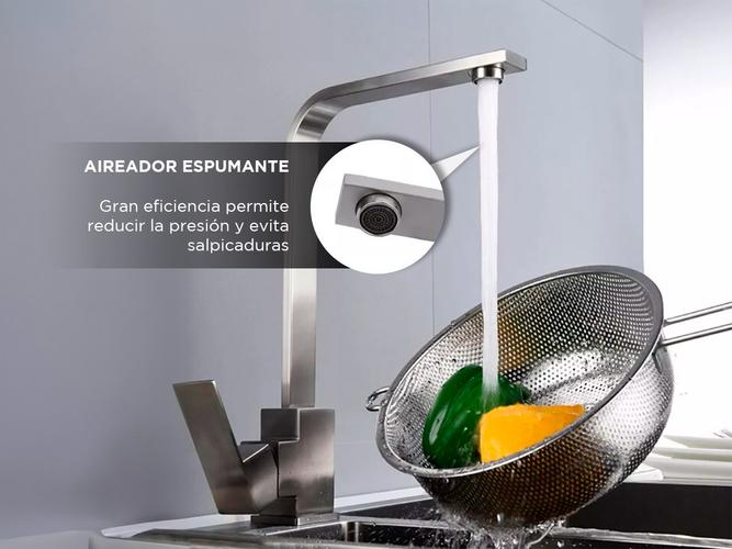Canilla Monocomando Rieti Acero Inoxidable Para Cocina - 3