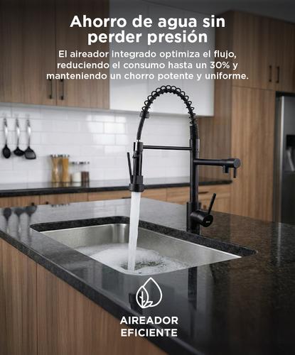 Grifería de Cocina Cromado Rieti con Doble Boquilla Resorte Extraíble - 4