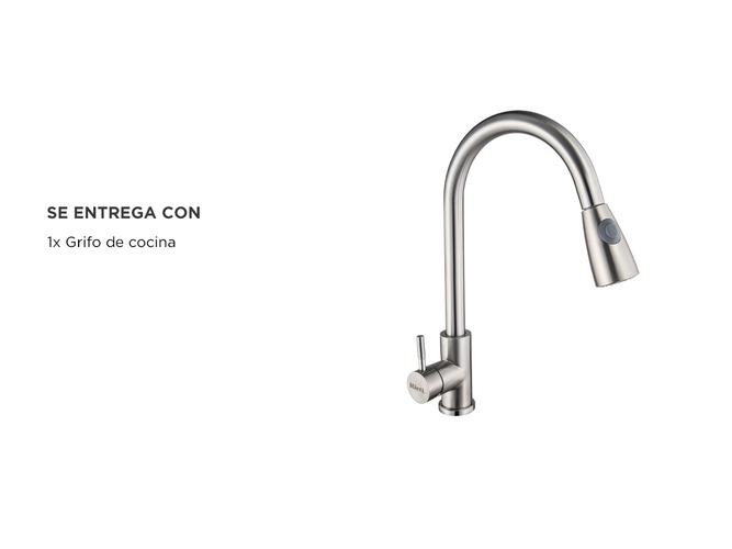 Grifería de Cocina Extraíble Monocomando de Acero Inoxidable - 5