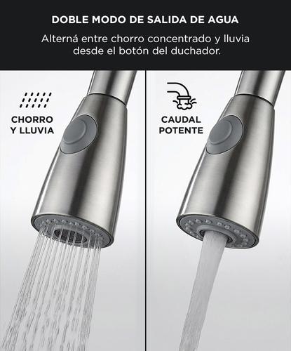 Grifería de Cocina Extraíble Monocomando de Acero Inoxidable - 2