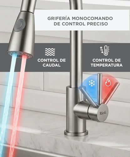 Grifería de Cocina Extraíble Monocomando de Acero Inoxidable - 4