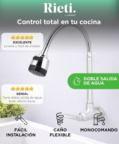 Grifería Monocomando Rieti By Gadnic Cocina Plástico Lluvia Chorro Flexible - 1